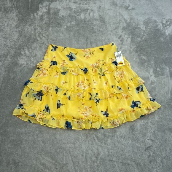 Lauren Ralph Lauren Dresses & Skirts - Lauren Ralph Lauren Womens Yellow Floral Tiered Ruffle Skirt Size 12 NWT 6131